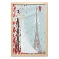 thumbnail image 1 of Wedding Wall Art with Frame, French Couple Hand Drawn Paris Eiffel Tower Getting Married Hearts Celebration, Printed Fabric Poster for Bathroom Living Room, 23" x 35", Blue Red White, by Ambesonne, 1 of 2