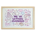 thumbnail image 1 of Wedding Wall Art with Frame, We're Getting Married Happy Celebration Ceremony Arrangement of Doves Print, Printed Fabric Poster for Bathroom Living Room, 35" x 23", Purple Blue Pink, by Ambesonne, 1 of 2