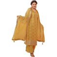 thumbnail image 1 of Wedding Wear Pakistani Shalwar Kameez Suits Indian Designer Swen Plazo Dress ( Yellow, XL - 44 ), 1 of 5