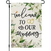 Wedding Welcome to our Wedding Double-sided Garden Flag, Wedding Motorcycle Flowers Wedding Dress Welcome Garden Flag Home Courtyard Outdoor Decoration -B
