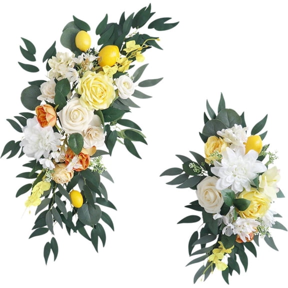 Wedding Welcome Sign Corner Flower Sign, Artificial Flower Corner Simulation Corner Floral Arrangement Sign for Wedding