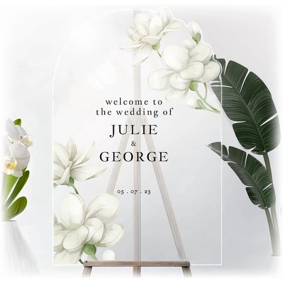 Wedding Welcome Sign - White Gardenia Theme Wedding Signs for Reception - Wedding Reception Signs - Welcome to Our Wedding Sign (PVC Board)