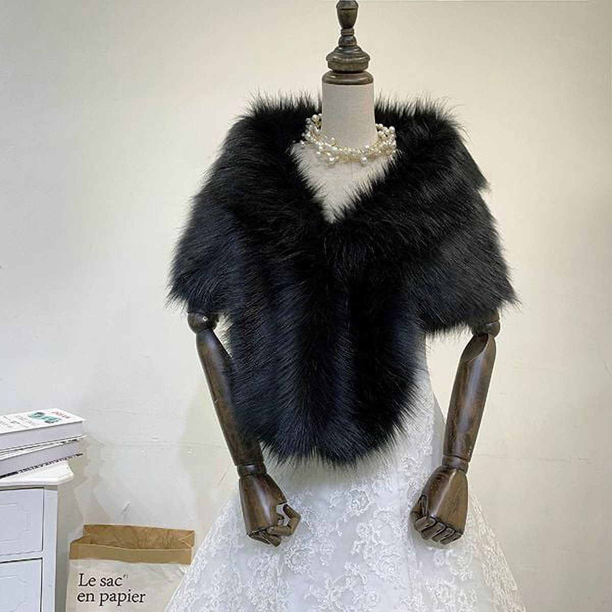 Black faux clearance fur wrap shrug