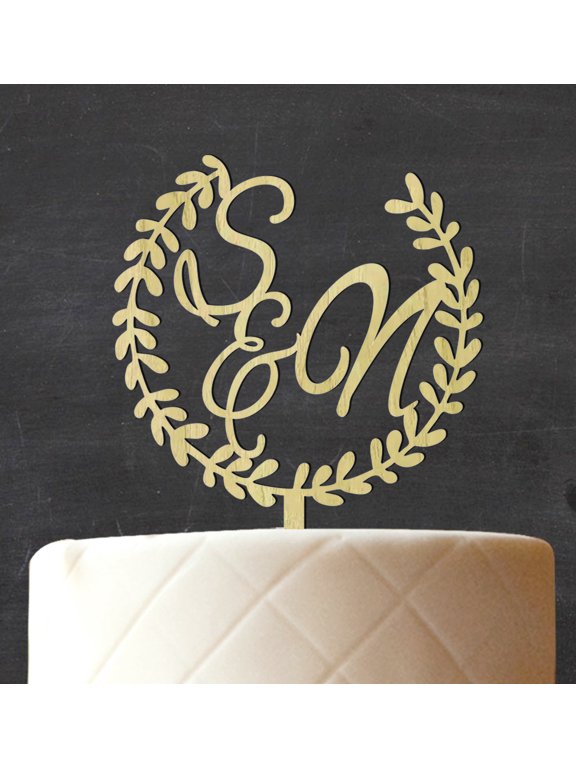 Wedding Wooden Cake Toppers Personalized Initial Name Letter Rustic Cake Toppers Cake Decoration 5"- 6.5" Inches Wide