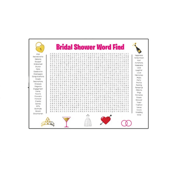 Wedding Word Search Poster – Giant 3ftx4ft Wall Game, Holiday Activity Poster, Engagement Party Game, Valentine's Day Gifts, Couple Games (Wedding)