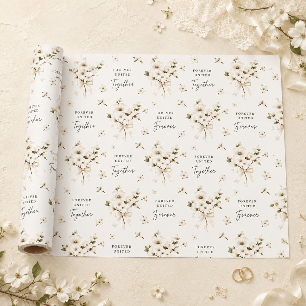 Wedding Wrapping Paper Dogwood Blossoms for Bridal Showers, Gifts and Wedding Wrapping Paper Dogwood Blossoms for Bridal Showers, Gifts and