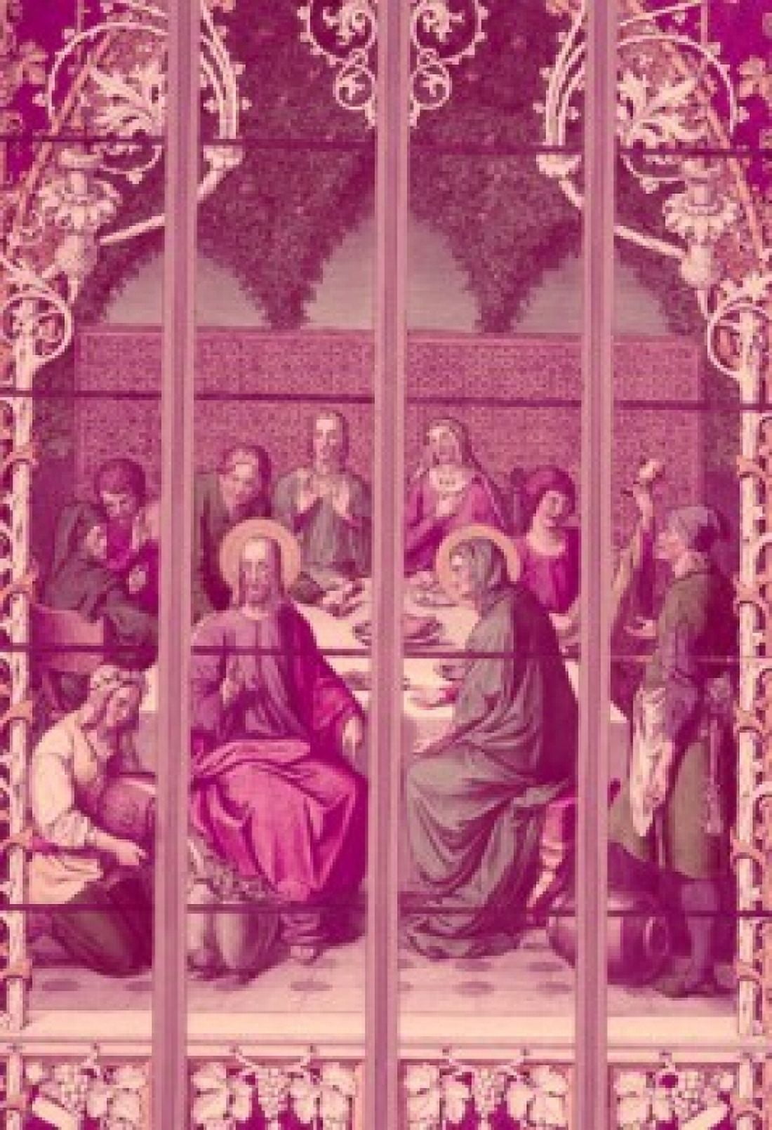Wedding at Cana stained glass window 19th Century Canvas Art - (18 x 24)