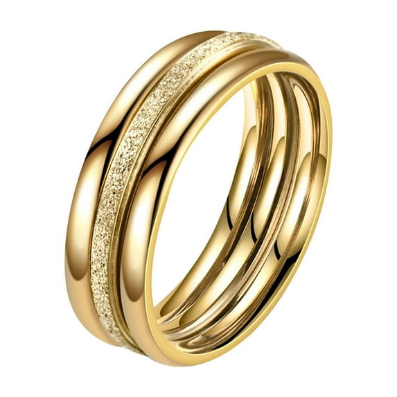 Wedding band rings set for couples 3pcs Gold Silver Ring Plated Non Tarnish Stackable Band Ring Titanium Frosted For Men Women mothers fathers birthday valentines day Anniversary gifts #03 B,5