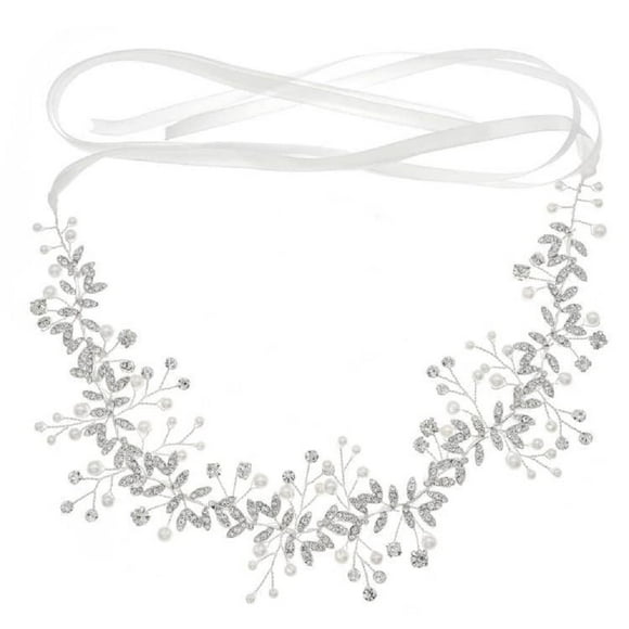 Wedding headpiece Crystal Forehead Band Bridal Hair Vine For Bride and Bridemaid Silver Color