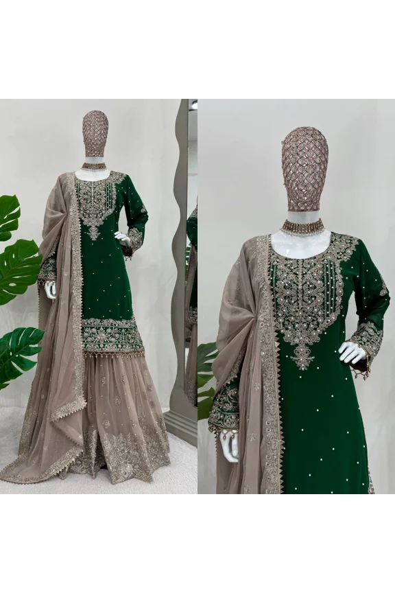 Women's Pakistani Kurta Sharara Dupatta Sets Indian Wedding Wear Salwar Kameez