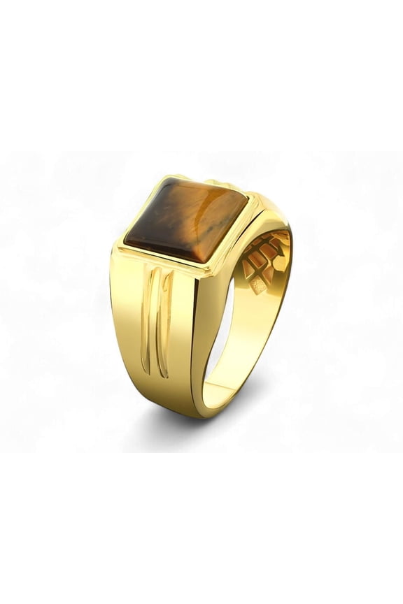 Wedding tiger eyes stone men gold ring in 14k gold Plated Tiger eyes stone wedding gold men ring,Birthday gift