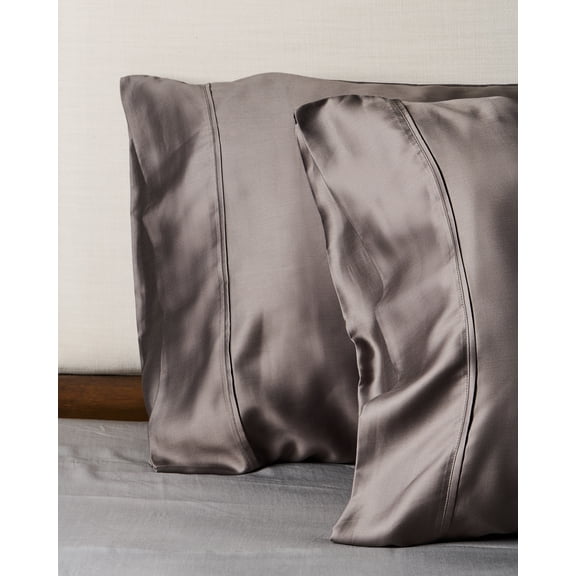 Weddingly Certified 100% Tencel Lyocell|Sateen Weave|True Carbon Zero|Gentle to skin|Genuity tags included|Natural sheen|Austrian Eucalyptus(King Pillowcases,Charcoal Gray)