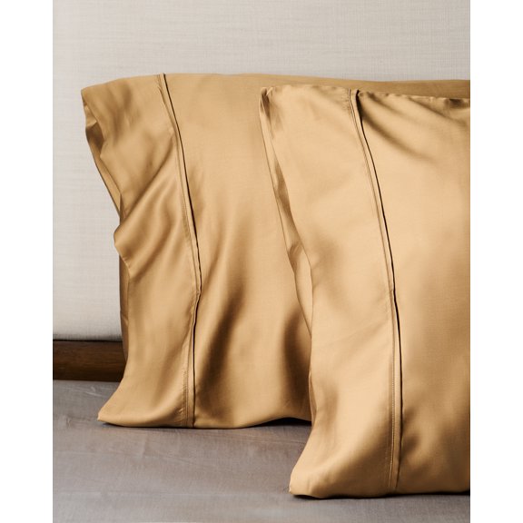 Weddingly Certified 100% Tencel Lyocell|Sateen Weave|True Carbon Zero|Gentle to skin|Genuity tags included|Natural sheen|Austrian Eucalyptus(Standard/Queen Pillowcases,Taupe)