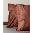 thumbnail image 1 of Weddingly Certified 100% Tencel Lyocell|Sateen Weave|True Carbon Zero|Gentle to skin|Genuity tags included|Natural sheen|Body temp regulation|Austrian Eucalyptus(King Pillowcases,Chocolate), 1 of 2