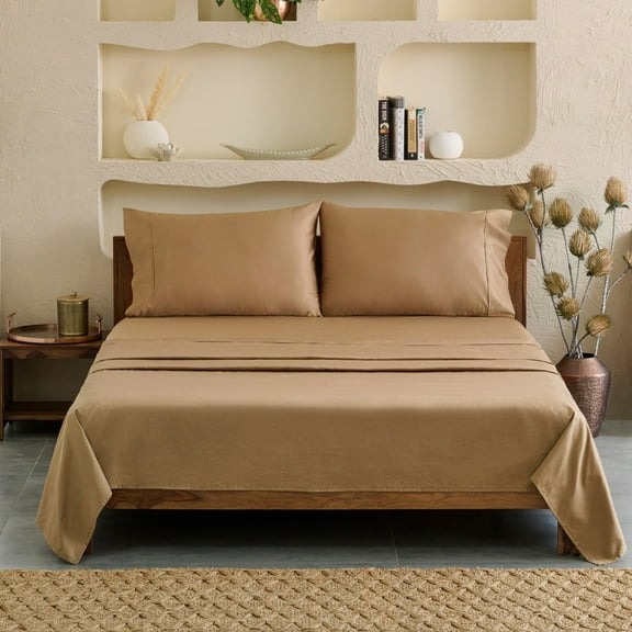 Weddingly Certified Supima Cotton Queen 4-Piece Sheet Set|With Fiber coin for genuity|100% America grown cotton|15 Inch Deep Pocket|Ultrasoft & durableVibrant color & Strong fiber|Sateen Weave