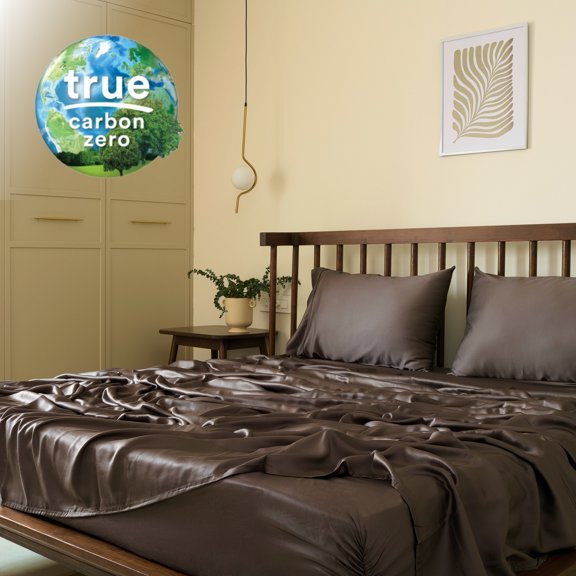 Weddingly Tencel Eucalyptus Lyocell Sheets|4 piece set| Sateen Weave| Gentle to skin| Natural sheen(Twin, Charcoal Gray)