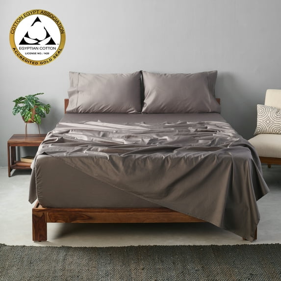 Weddingly certified 100% Giza Egyptian Cotton Sheets|4 piece set|Deep Pocket|Sateen Weave|(Full,Charcoal Gray)