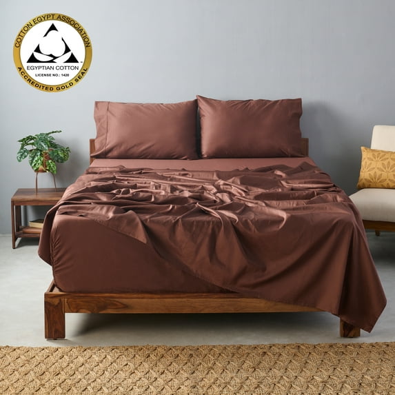 Weddingly certified 100% Giza egyptian cotton sheets|4 piece set|Deep pocket|Extra Long staple|Sateen Weave|High fabric strength,Uniform &soft|Wrinkle free|(Twin,Chocolate)