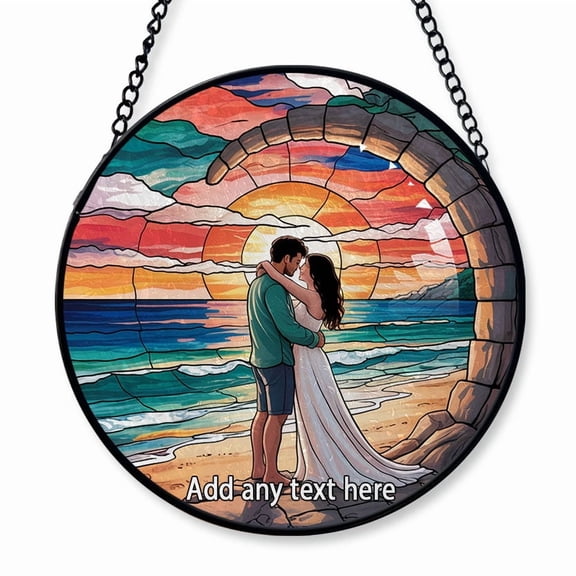 Weddings & Engagement Beach Wedding Arch Stained Glass Suncatcher Window Hanging Personalized Window Hanging for Families, Parents & Kids, Custom Name Tree Decoration Christmas 2025
