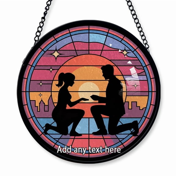 Weddings & Engagement Proposal Silhouette Stained Glass Suncatcher Window Hanging Customizable Window Hanging for Family Members, Christmas Tree Keepsake Christmas 2025