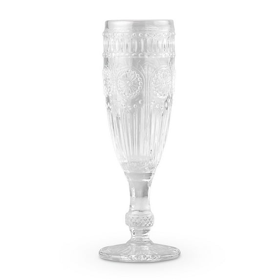 Weddingstar 6 oz Vintage Style Pressed Glass Flutes (Set of 4)