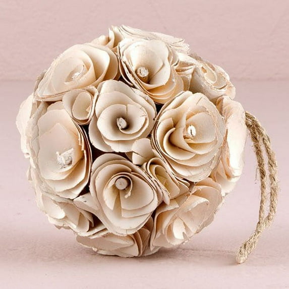 Weddingstar 9172-31 Floral Pomander Ball made with Wood Curls - Fuchsia