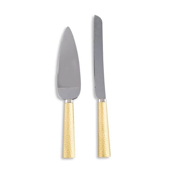 Weddingstar Cake Serving Set - Hammered Gold & Silver