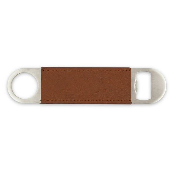 Weddingstar Faux Leather Wrapped Bar Blade Bottle Opener - Brown
