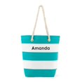 thumbnail image 1 of Weddingstar Large Bliss Striped Cotton Canvas Fabric Tote Bag - Blue And White, 1 of 4