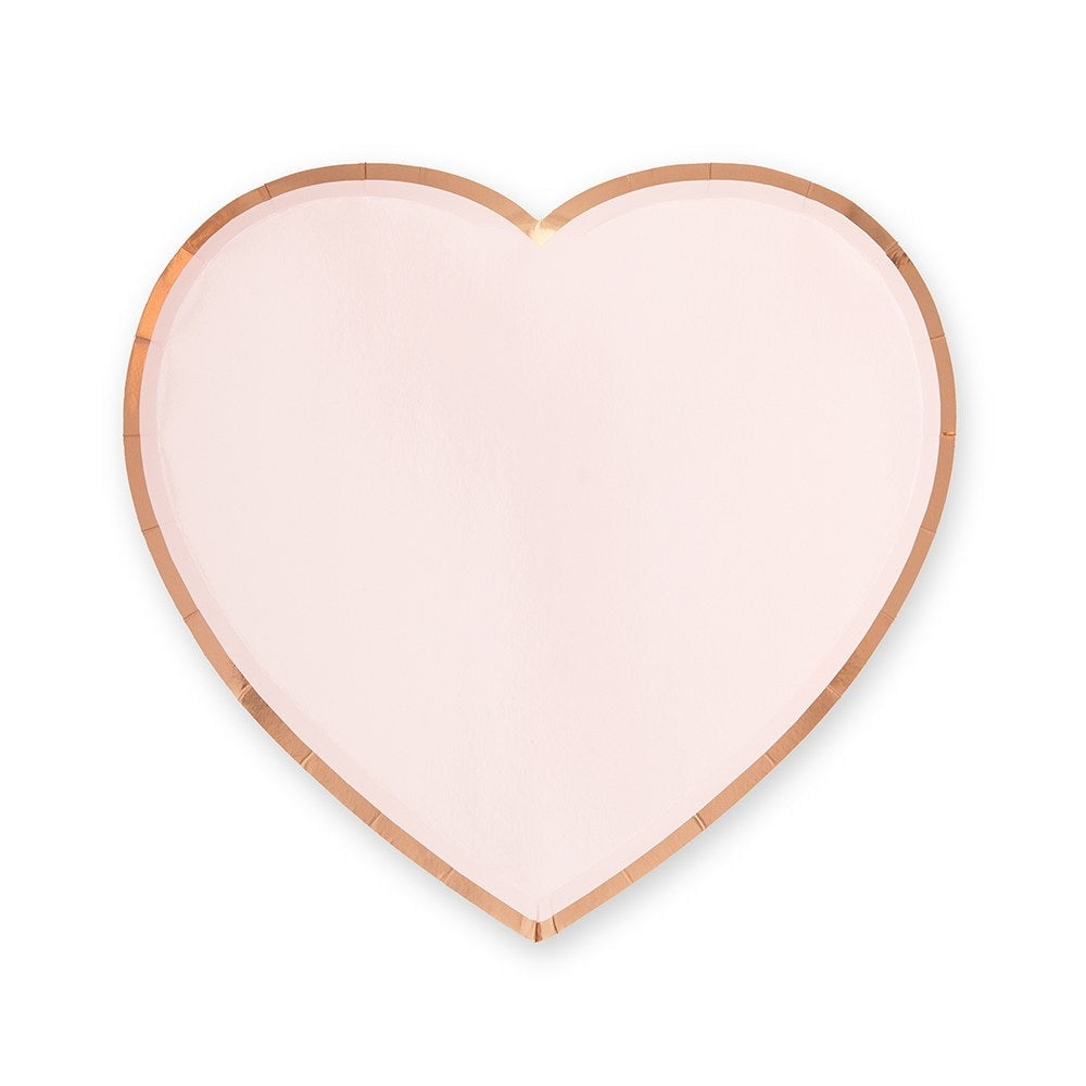 Weddingstar Large Heart Disposable Paper Party Plates - Rose Gold - Set Of 8