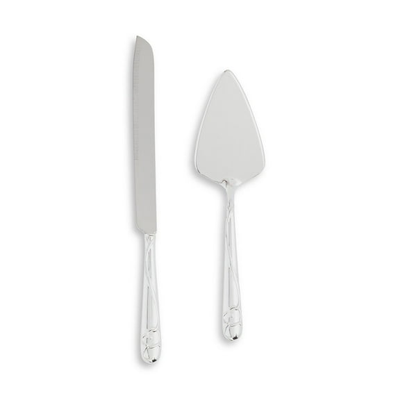 Weddingstar Silver Plated Cake Serving Set With Raised Loop Heart