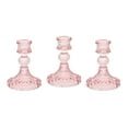 thumbnail image 1 of Weddingstar Vintage Style Pressed Glass Candle Holder - Pink - Set of 3, 1 of 4