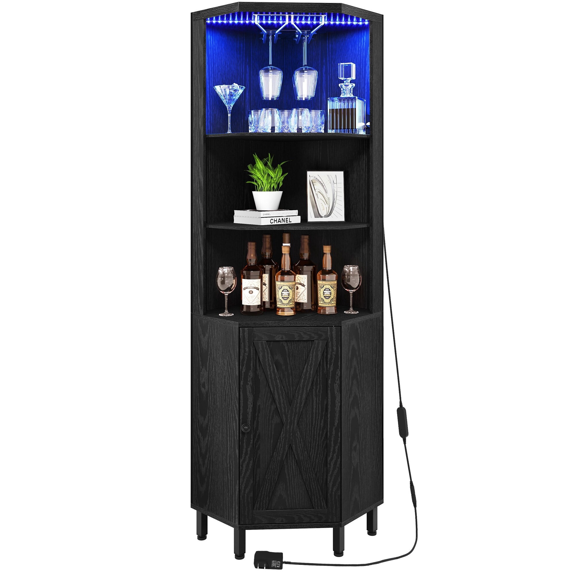 30 Inch 3 Tier Lighted Liquor Bottle Display Shelf, LED Bar Shelves