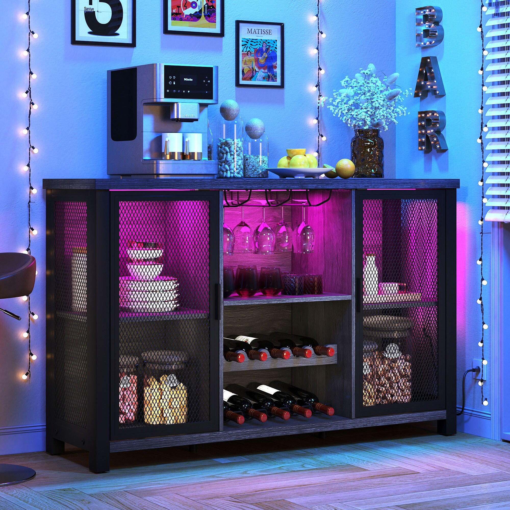 WedealFu Inc Industrial Bar for Liquor and Glasses Coffee Bar