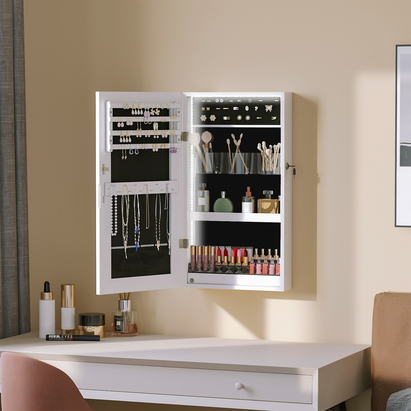 WedealFu Inc LEDs Jewelry Wall Mounted Over Door Small Jewelry