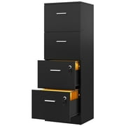 WedealFu Inc Moasis 51"H 4 Drawers File Cabinet Lockable Vertical Storage Cabinet for Home Office Black