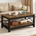 WedealFu Inc Moasis Farmhouse Coffee Table with Shelf, 2Tier Center