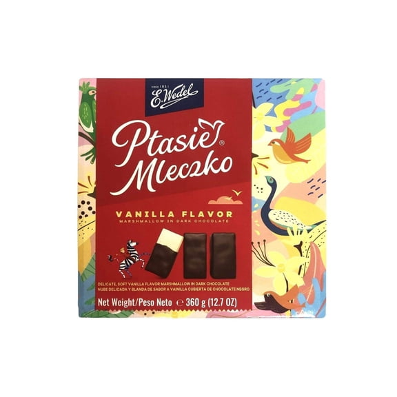 Wedel Ptasie Mleczko Vanilla "Birds Milk" Flavor Marshmallows in Dark Chocolate 12.7oz Box