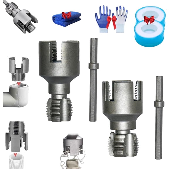Wedgcatious Integrated Internal & External Pipes Threading Tool, Dual-Function Pipe Thread Cutter, Pipe Thread Cutting Tool, Electric Drill Compatible PVC Pipes Threader Kit