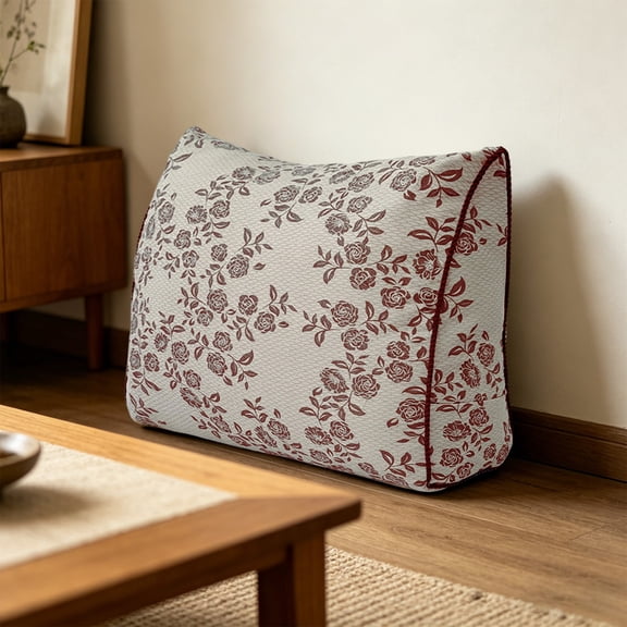 Wedge Back Support Cushion 100% Cotton Floral Print for Sofa Bed,D
