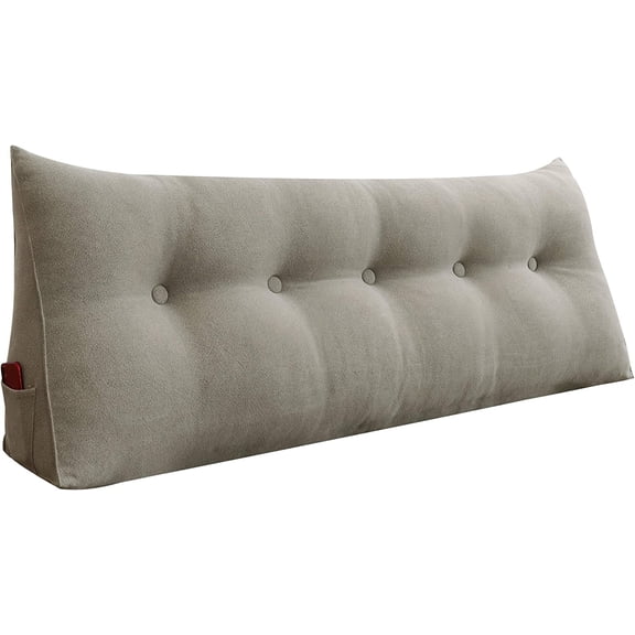 Wedge Body Positioners Pillow Triangular Reading Bedrest Throw Pillows Bolster Headboard Back Support Lumbar Cushion Pillow for Daybed with Removable Cover Linen Cotton Blend Dusty Taupe Queen