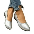 thumbnail image 1 of Wedge Dress Shoes for Women Ladies 2025 Spring Leather Pointed Toe Low Heel Ballet Flat Slip on Dressy Shoes, 1 of 9