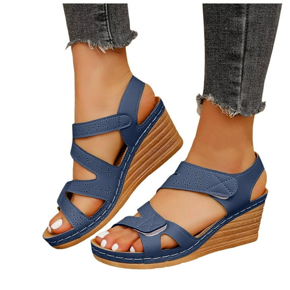 Wedge Dressy Sandals for Women 2025 Summer Fashion Casual Leather Peep Toe Platform Heeled Dress Work Sandals