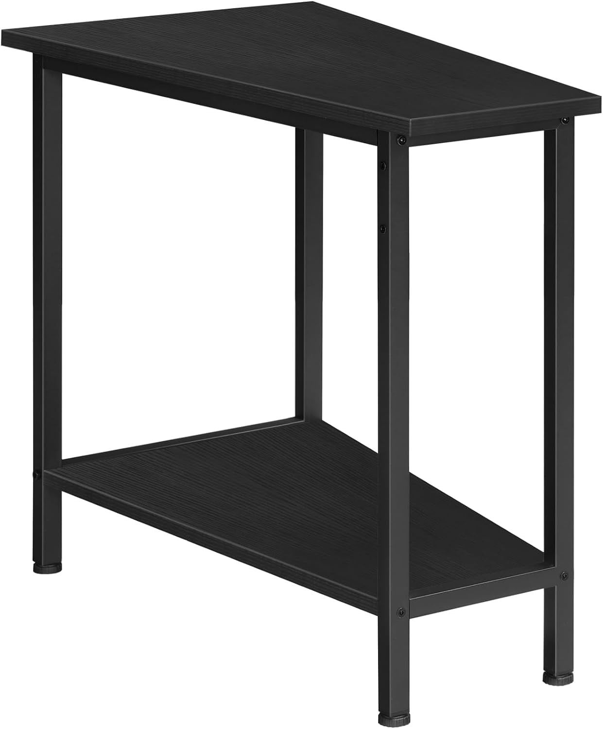 Wedge End Table, Recliner Wedge Side Table with Storage, Industrial Triangle Accent Table for