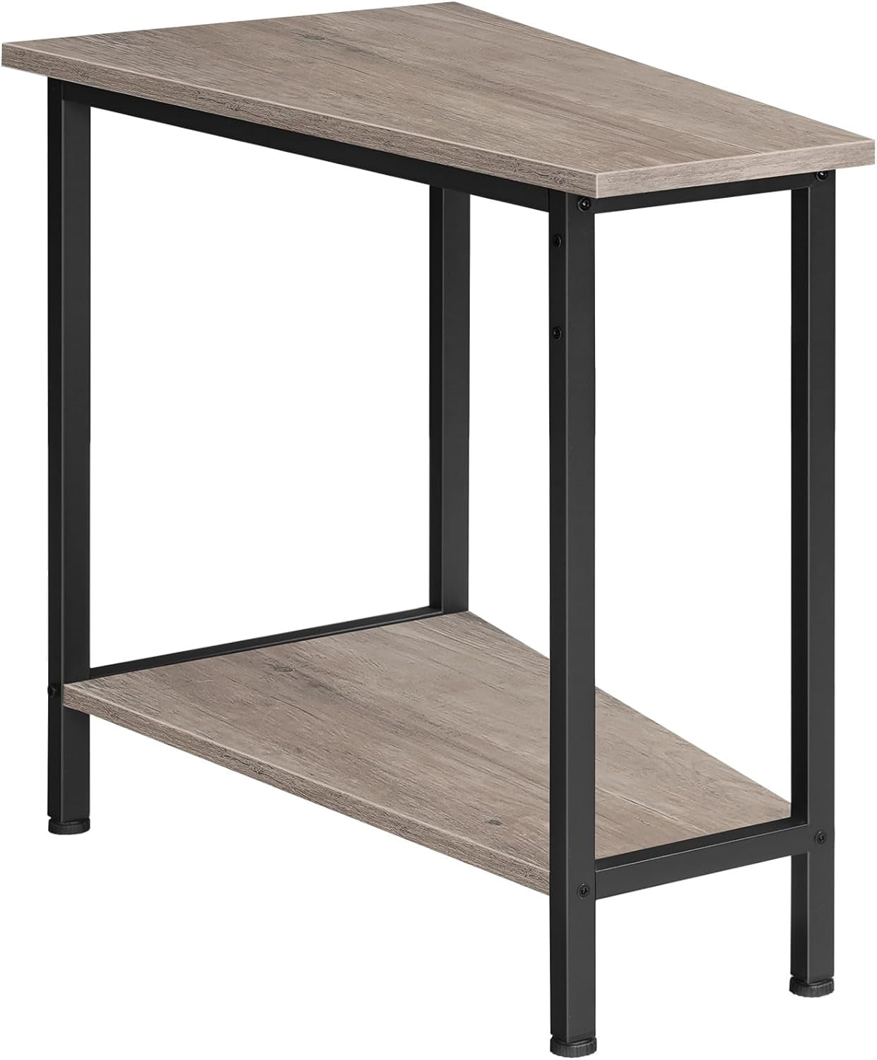 Wedge End Table, Recliner Wedge Side Table with Storage, Industrial Triangle Accent Table for