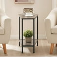 thumbnail image 1 of Wedge End Table, Recliner Wedge Side Table with Storage, Industrial Triangle Accent Table for Small Space, Corner, Living Room, Apartment, Greige BG64BZ01G1, 1 of 7