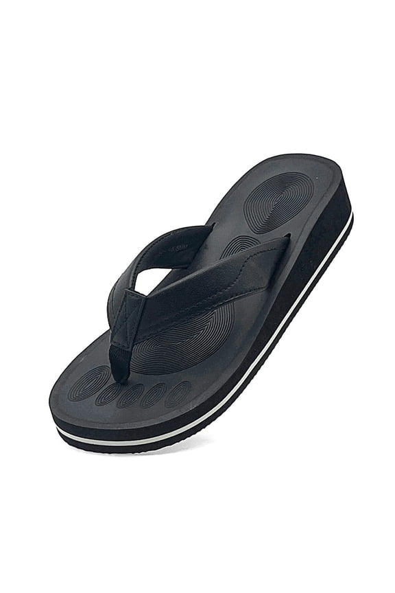 Wedge Flip Flops For Women & Men Summer Thong Shower Sandals Comfortable Lightweight Walking Indoor Outdoor Pool Slides Black