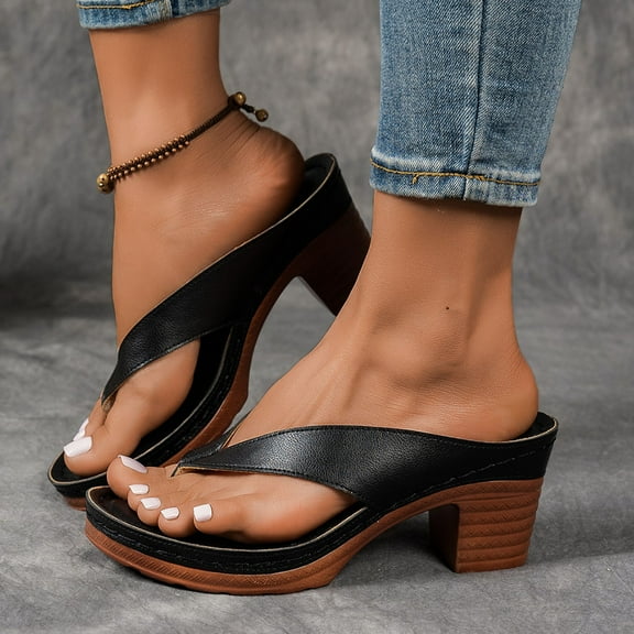 Wedge Flip Flops Platform Heels for Women Open Toe Heels Thong 7.5cm/2.95" Heeled Sandals