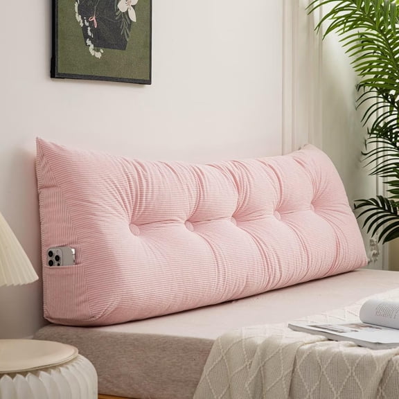 Wedge Headboard Backrest Pillows for Sitting Up in Bed Rest Large Triangle Bolster Cushion Daybed Pillow Lumbar Support Leg Positioning Cushion,Pink 39 * 15.7 * 4.7in