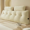 thumbnail image 1 of Wedge Headboard Pillow Full with 2 Pack Neck Roll Pillows, Triangular Wedge Backrest Pillow Headboard for Bed,Daybed,and Lounging, Large Bed Bolster Pillows,Off White, 1 of 17